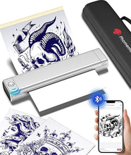 Load image into Gallery viewer, Phomemo Tattoo Stencil Printer with Case, Bluetooth Tattoo Printer with 10pcs Tattoo Transfer Paper, Thermal Portable Tattoo Machine for Tattoo Artists &amp; Beginners, Compatible with Phone &amp; PC, Silver
