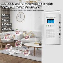 Load image into Gallery viewer, Combination Gas &amp; Carbon Monoxide Detectors - Plug in Carbon Monoxide Alarm &amp; Natural Gas Detector for Home, 2-in-1 Co Detector &amp; Combustible Gas Detector with Digital Display, Easy to Install
