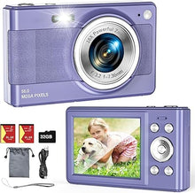 Load image into Gallery viewer, Upgrade Digital Camera, 56MP FHD 1080P Camera for Kids with 16x Zoom Anti Shake, Kid Camera with 32GB TF Card, Two Batteries, Lanyard, Compact Small Camera for Kids Boys Girls?Purple?
