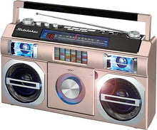 Load image into Gallery viewer, Studebaker SB2145RG 80&#39;s Retro Street Bluetooth Boombox with FM Radio, CD Player, LED EQ, 10 Watts RMS Power and AC/DC in Rose Gold
