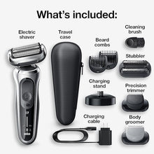 Load image into Gallery viewer, Braun Series 7 7032cs Flex Electric Razor for Men, Wet &amp; Dry, Electric Razor, Rechargeable, Cordless Foil Shaver with Beard Trimmer and Charging Stand, Silver
