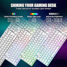 Load image into Gallery viewer, RedThunder K10 Wireless Gaming Keyboard and Mouse Combo, LED Backlit Rechargeable 3800mAh Battery, Mechanical Feel Anti-ghosting Keyboard + 7D 3200DPI Mice for PC Gamer (White)
