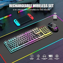 Load image into Gallery viewer, RedThunder K10 Wireless Gaming Keyboard and Mouse Combo, RGB Backlit Rechargeable 3800mAh Battery, Mechanical Feel Anti-ghosting Keyboard with Pudding Keycaps + 7D 3200DPI Mice for PC Gamer (Black)
