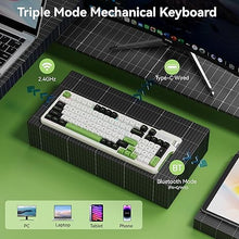 Load image into Gallery viewer, Uciefy VK96 Wireless Mechanical Keyboard Bluetooth/2.4G/USB C Wired 96 Keys Gaming Keyboard RGB Backlit, Gasket Mount, Hot Swappable Creamy Keyboard with Number Pad &amp; Knob for PC/Win/Mac/Laptop-Green
