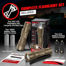 Load image into Gallery viewer, GearLight TAC LED Flashlight Pack - 2 Super Bright, Compact Tactical Flashlights with High Lumens for Outdoor Activity &amp; Emergency Use - Gifts for Men &amp; Women - Desert Tan
