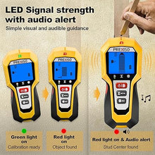 Load image into Gallery viewer, PREXISO Stud Finder Wall Scanner 5-In-1 Wall Stud Finders &amp; Scanners, Stud Finder Tool with LED Indicator for Center Finding, Wood Ac Wire Metal Joist Pipe Stud Detector, Large Backlit Screen
