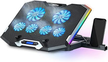 Load image into Gallery viewer, TopMate C11 Laptop Cooling Pad RGB Gaming Notebook Cooler, Laptop Fan Stand Adjustable Height with 6 Quiet Fans and Phone Holder, Computer Chill Mat, for 15.6-17.3 Inch Laptops - Blue LED Light
