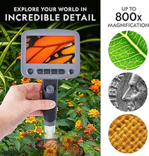 Load image into Gallery viewer, National Geographic Digital Microscope for Kids – 40-Piece Handheld Microscope, Lightweight, Portable, Capture 1080p Photos &amp; Video on Micro SD Card, Tilting 4.3-Inch LCD Screen, 800x Magnification
