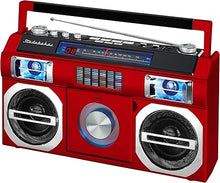 Load image into Gallery viewer, Studebaker SB2145R 80&#39;s Retro Street Bluetooth Boombox with FM Radio, CD Player, LED EQ, 10 Watts RMS Power and AC/DC in Red
