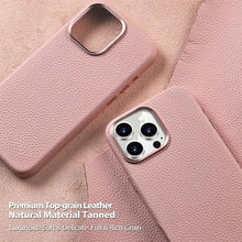 Load image into Gallery viewer, Belemay Compatible with iPhone 16 Pro Max Leather Case - MagSafe Compatible - [Premium Pebbled Leather] Metal Buttons &amp; Camera Bezel - Slim Fit - Luxury Phone Cover (6.9-inch) - Pink

