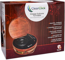Load image into Gallery viewer, ClearClick Vintage Suitcase Turntable with Bluetooth &amp; USB - Classic Wooden Retro Style
