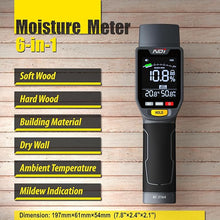 Load image into Gallery viewer, NDI 6 in 1 Non-invasive Moisture Meter Pinless Humidity Sensor Drywall/Gypsum Board/Cement Board/Cork/Hardwood/Mildew Index
