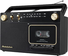 Load image into Gallery viewer, Studebaker Portable Retro Home Audio Stereo AM/FM Radio &amp; Cassette Player/Recorder with Aux Input Jack &amp; Built in Speakers (Gold)
