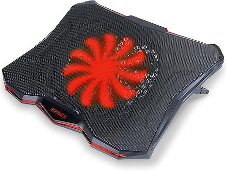 ENHANCE Cryogen 5 Gaming Laptop Cooling Pad Stand - Laptop Cooler with 7 Adjustable Height Settings & Dual USB Ports for 17 inch Laptops - 1 Ultra Quiet High Performance LED Laptop Fan 800 RPM - Red