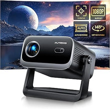 Load image into Gallery viewer, [Electric Focus &amp; Auto Keystone] Mini Projector with WiFi Bluetooth, PUTRIMS Portable 1080P Support Movie Projector 145° Rotatable 50% Zoom Fully Sealed Small Projector for Phone TV Stick HDMI USB

