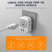 Load image into Gallery viewer, South Africa Plug Adapter 2 Pack, TESSAN Type M Power Adapter with 4 AC Outlets 3 USB Ports(1 USB C), Travel Adaptor US to South Africa Botswana Namibia Nepal Bhutan

