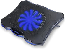 Load image into Gallery viewer, ENHANCE Cryogen 5 Gaming Laptop Cooling Pad Stand - Laptop Cooler with 7 Adjustable Height Settings &amp; Dual USB Ports for 17 inch Laptops - 1 Ultra Quiet High Performance LED Laptop Fan 800 RPM - Blue
