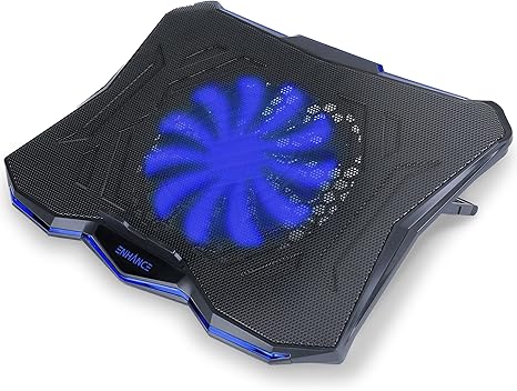 ENHANCE Cryogen 5 Gaming Laptop Cooling Pad Stand - Laptop Cooler with 7 Adjustable Height Settings & Dual USB Ports for 17 inch Laptops - 1 Ultra Quiet High Performance LED Laptop Fan 800 RPM - Blue