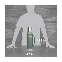 Load image into Gallery viewer, Stanley Heritage Classic Vacuum Bottle with Handle 1.1 qt | Wide Mouth w/Leakproof Cup Lid | Keep Drinks Hot or Cold | Insulated Stainless Steel Thermal Bottle | BPA-Free | Hammertone Green
