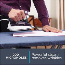 Load image into Gallery viewer, Rowenta Travel Iron, Pro Compact Stainless Steel Soleplate Hand Held Steamer Iron for Clothes, 200 Microsteam Holes, 1000 Watts Ironing, Fabric Steamer, Dual Voltage, Mini Iron, Purple, DA1560

