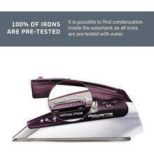 Load image into Gallery viewer, Rowenta Travel Iron, Pro Compact Stainless Steel Soleplate Hand Held Steamer Iron for Clothes, 200 Microsteam Holes, 1000 Watts Ironing, Fabric Steamer, Dual Voltage, Mini Iron, Purple, DA1560
