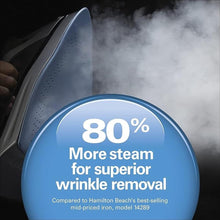 Load image into Gallery viewer, Hamilton Beach Steam Iron &amp; Vertical Steamer for Clothes with Scratch-Resistant Durathon Soleplate, Digital Temperature Control, 8’ Retractable Cord, 3-Way Auto Shutoff, Anti-Drip, 1700 Watts, Silver
