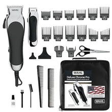 Load image into Gallery viewer, Wahl Clipper USA Deluxe Corded Chrome Pro, Complete Hair and Trimming Kit, Includes Corded Clipper, Cordless Battery Trimmer, and Styling Shears, for a Cut Every Time - Model 79524-5201M
