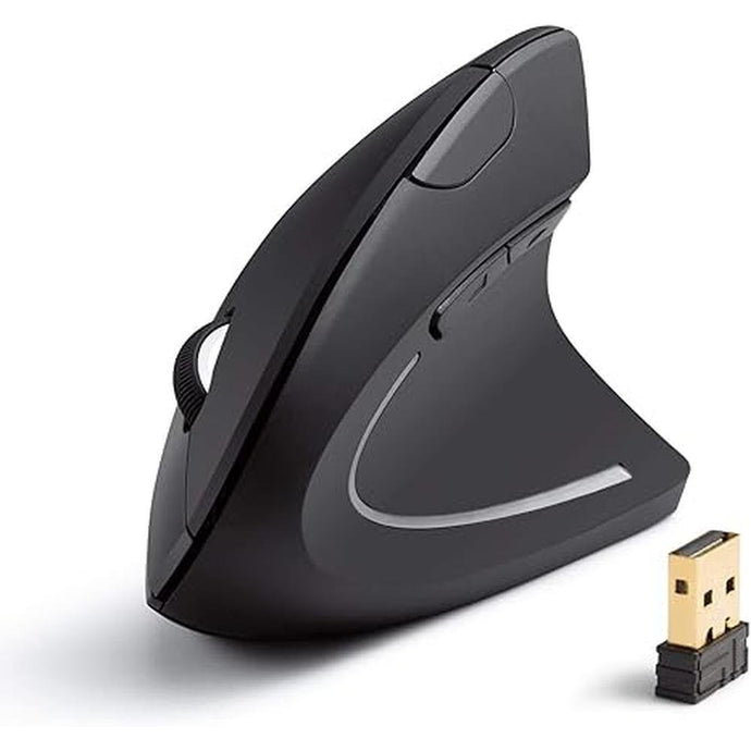 Anker 2.4G Wireless Vertical Ergonomic Optical Mouse, 800 / 1200 /1600 DPI, 5 Buttons for Laptop, Desktop, PC, Macbook - Black