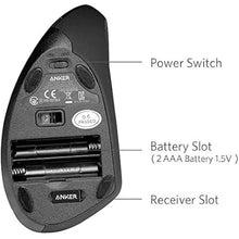 Load image into Gallery viewer, Anker 2.4G Wireless Vertical Ergonomic Optical Mouse, 800 / 1200 /1600 DPI, 5 Buttons for Laptop, Desktop, PC, Macbook - Black
