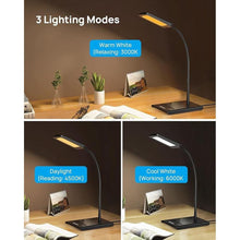 Load image into Gallery viewer, TROND Desk Lamp, Bright Dimmable Eye-Caring Table Lamp, 3 Color Modes 7 Brightness Levels, Flexible Gooseneck, Touch Control, Memory Function, Desk Light for Home Office Dorm Room Essentials
