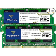 Load image into Gallery viewer, Timetec 16GB KIT(2x8GB) Compatible for Apple DDR3 1333MHz PC3-10600 CL9 for Mac Book Pro (Early/Late 2011 13/15/17 inch), iMac(Mid 2010, Mid/Late 2011 21.5/27 inch), Mac Mini(Mid 2011) MAC RAM Upgrade
