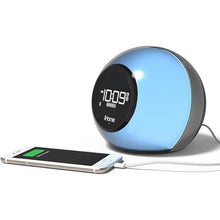 Load image into Gallery viewer, iHome Alarm Clock Radio with Bluetooth Speaker and Color Changing Lamp, USB Charging, and Speakerphone for Home, Office, or Dorm (IBT29BX6)
