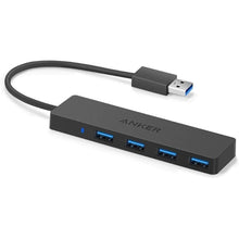 Load image into Gallery viewer, Anker 4-Port USB 3.0 Hub with 5Gbps Data Transfer, Ultra-Slim Data USB Hub [Charging Not Supported], for MacBook, iMac, Surface, Mobile HDD, and More (USB-A,0.7 ft)
