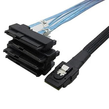 Load image into Gallery viewer, CableDeconn Mini SAS 36 SFF-8087 to (4) SFF-8482 Connectors with SATA Power 1m
