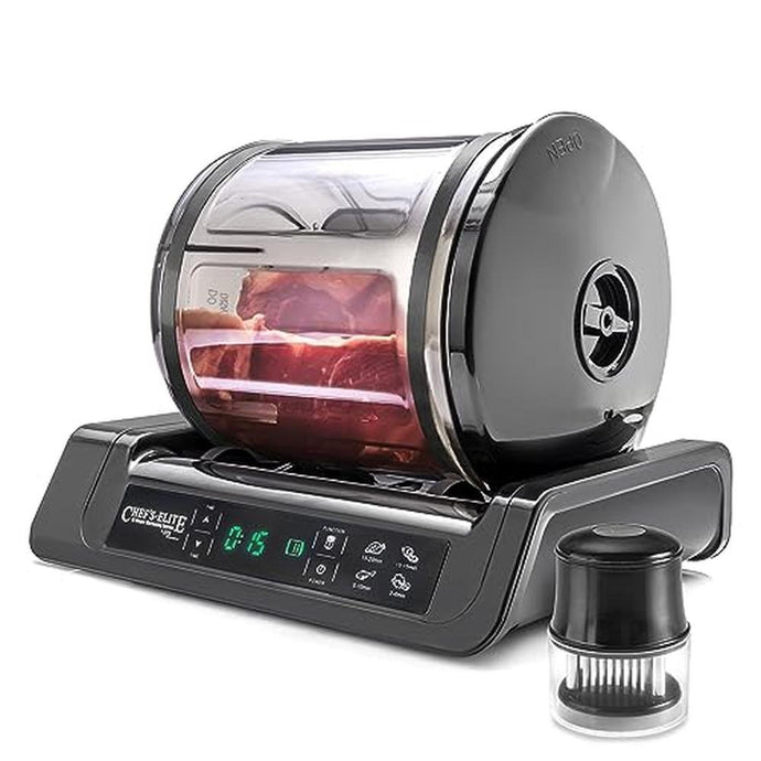 STX International Chef's Elite Vacuum Marinator & Tumbler | Marinate Meat & Vegetables in 15 Minutes | Adjustable Timer | Auto Shut-Off | Meat Tenderizer Included