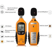 Load image into Gallery viewer, Decibel Meter, Digital Sound Level Meter Handheld Audio Noise SPL Meter Tester with LCD Display Measuring 30-130dB (9V Battery Included)
