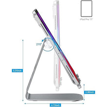 Load image into Gallery viewer, OMOTON Tablet Stand Holder Angle Adjustable, T1 Desktop Aluminum Tablet Dock Cradle Compatible with iPad Air/Mini, iPad 10.2, iPad Pro 11/12.9, Samsung Tab and More UP to 12.9'', Grey
