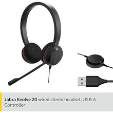 Load image into Gallery viewer, Jabra Evolve 20 UC Stereo Wired Headset/Music Headphones (U.S. Retail Packaging), Black
