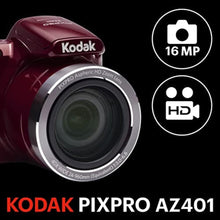 Load image into Gallery viewer, Kodak AZ401RD Point &amp; Shoot Digital Camera with 3&quot; LCD, Red

