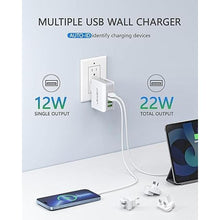 Load image into Gallery viewer, LENCENT Multiple USB Wall Charger, [22W/4.4A] 4 Port USB Travel Power Adapter, All in One Worldwide Cell Phone Charger With UK US EU European Australia, International Block Cube Plug for iPhone &amp; IPad
