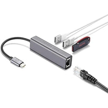 Load image into Gallery viewer, Pepper Jobs Docking Station USB C to Ethernet Adapter, 4-in-1 USB C Hub with 3 USB Ports, USB C Hub Adapter for MacBook Pro/Air, iPhone 15 Pro/Max, Dell XPS, Samsung Galaxy Tab, Chromebook
