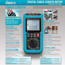 Load image into Gallery viewer, allsun Digital Electric Cable Resistance Tester Cable Wire Length Meter Ohm Resistance Meter Up to 30KM/100000 ft Measured in m?(NOT AWG)
