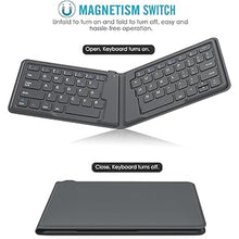 Load image into Gallery viewer, MoKo Foldable Bluetooth Keyboard, Ultra-Thin Folding Rechargeable Keyboard, Portable Wireless Keyboard for Laptop iPhone iPad, Compatible with All iOS Android Windows Tablet Smartphone Devices, Gray
