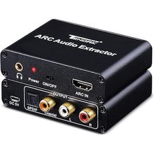 Load image into Gallery viewer, HDMI ARC Adapter, Tendak ARC Audio Extractor with Digital Optical TOSLINK SPDIF/Coaxial and Analog 3.5mm L/R Stereo Audio Converter for HDTV Soundbar Speaker Amplifier
