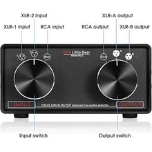 Load image into Gallery viewer, Nobsound Little Bear MC3 3-IN-3-OUT XLR Balanced/RCA Stereo Converter Audio Selector Splitter Box Passive Preamp XLR to RCA Audio Switch (XLR &amp; RCA)
