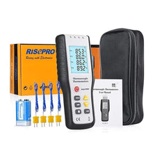 Load image into Gallery viewer, Thermocouple Thermometer, RISEPRO 4 Channel K Type Digital Thermometer Thermocouple -200~1372°C/2501°F Sensor HT-9815
