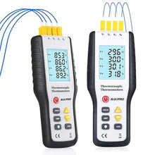 Load image into Gallery viewer, Thermocouple Thermometer, RISEPRO 4 Channel K Type Digital Thermometer Thermocouple -200~1372°C/2501°F Sensor HT-9815

