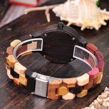 Load image into Gallery viewer, BOBO BIRD Wood Watches Colorful Wood WristWatches Week &amp; Date Display Multifunction Handmade Quartz Watch Sport Chronograph Unique Wristwatch for Men Women
