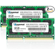 Load image into Gallery viewer, PC3L 12800S 8GB DDR3 1600 16GB Kit (2X8GB) Sodimm RAM 2Rx8 1.35V 204pin CL11 Notebook RAM Memory
