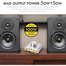 Load image into Gallery viewer, Nobsound Mini Bluetooth 5.0 Power Amplifier, Stereo Hi-Fi Digital Amp 2.0 Channel 50W×2 with AUX/USB/Bluetooth Input, Wireless Audio Receiver, PC Sound Card with Power Supply (Silver)
